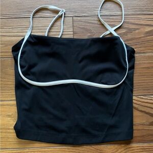 Hollister black white cropped spaghetti strap tank